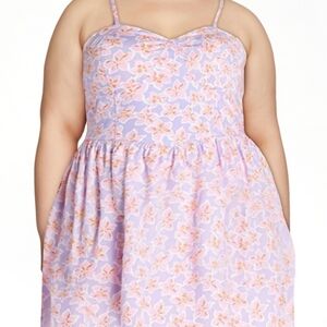 plus size No Boundaries pink and lavender floral mini dress 2x